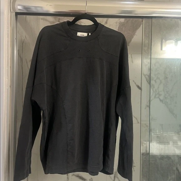 JOAH BROWN Vintage Panel Oversize LS Charcoal Necklace Shirt XS NWT - Picture 9 of 16